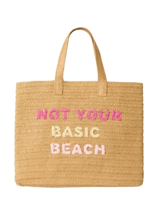 Not Your Basic Beach Tote Bag Sand/Fuchsia