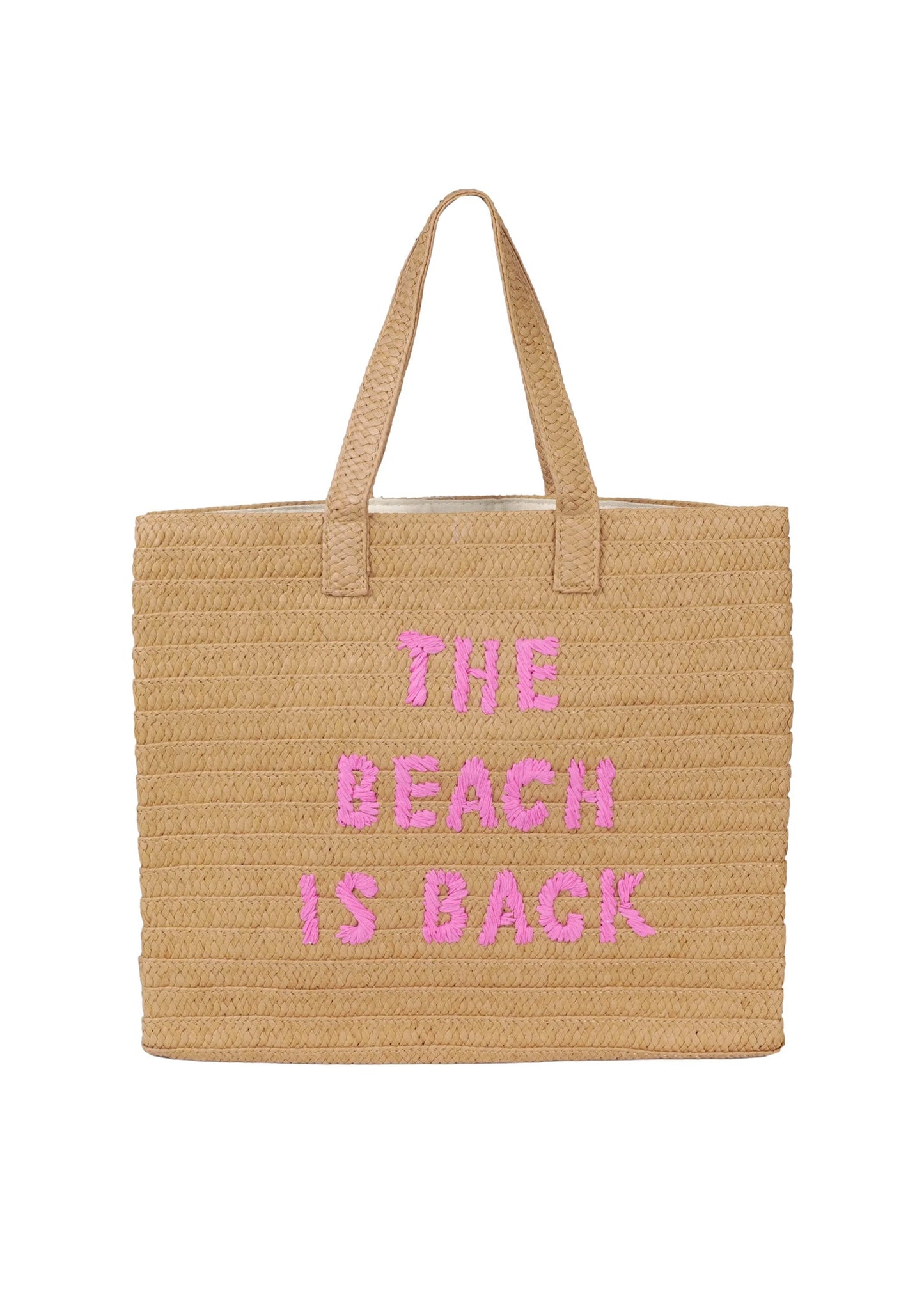 The Beach Is Back Tote Bag Sand Fuchsia