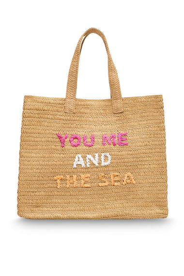 You Me And The Sea Tote Bag Sand/Fuchsia