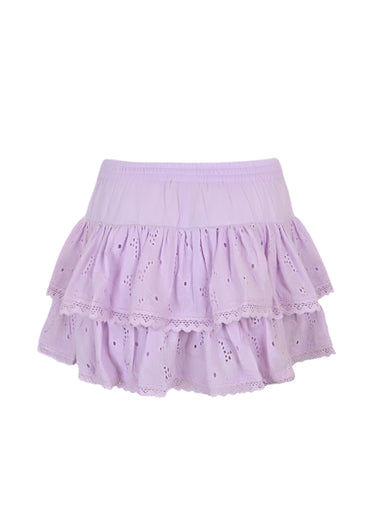 Biky Eyelet Cotton Crop Top & Skort Lavender