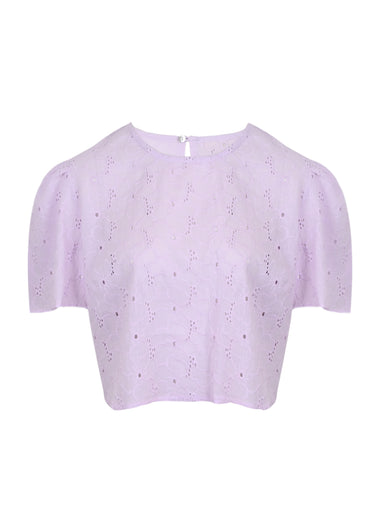 Biky Eyelet Cotton Crop Top & Skort Lavender