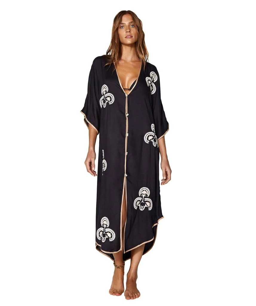 Load image into Gallery viewer, Solid Braid Caftan Black - Kaftan
