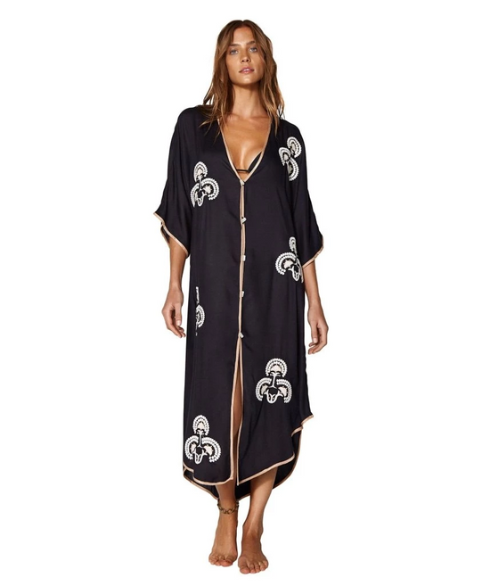 Solid Braid Caftan Black