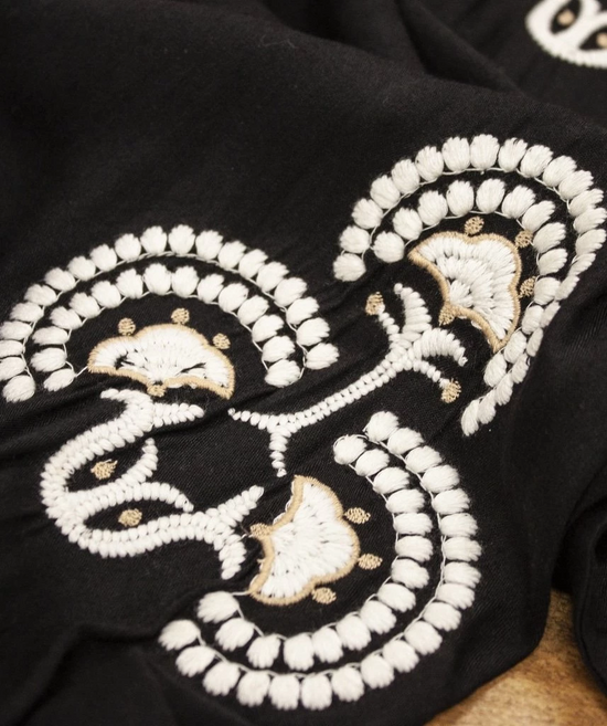 Solid Braid Caftan Black