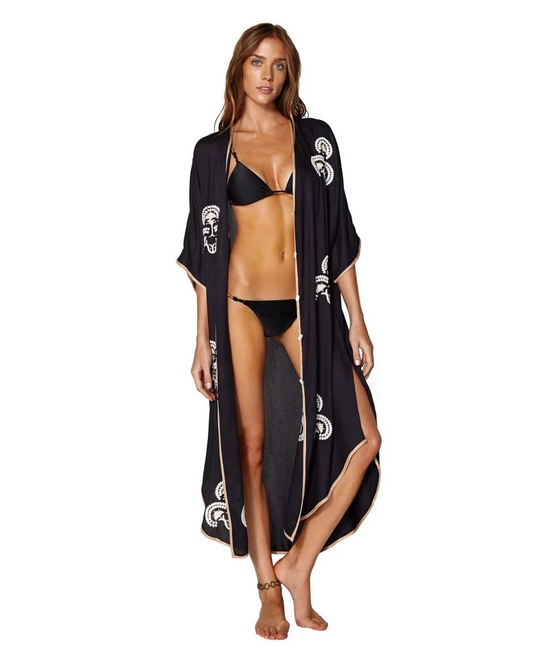 Solid Braid Caftan Black