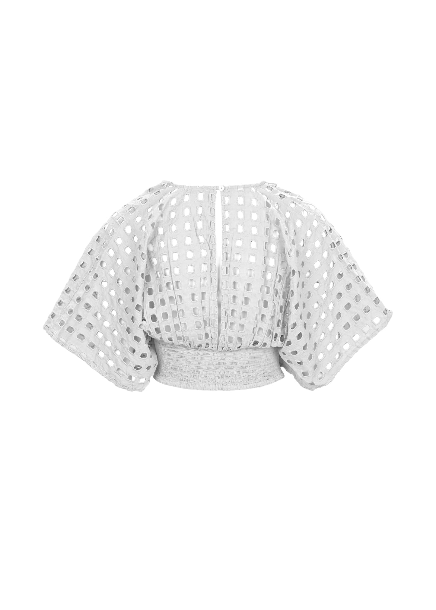Load image into Gallery viewer, Box Eyelet White Kimono Top - Top
