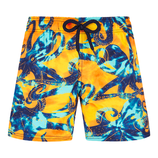 Boys Stretch Swim Shorts Poulpes Tie and Dye Sun Yellow