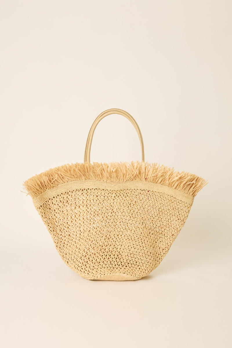 Trina Large Fringe Tote Bag Natural