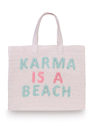 Karma Is A Beach Tote Bag Mint/Light Pink