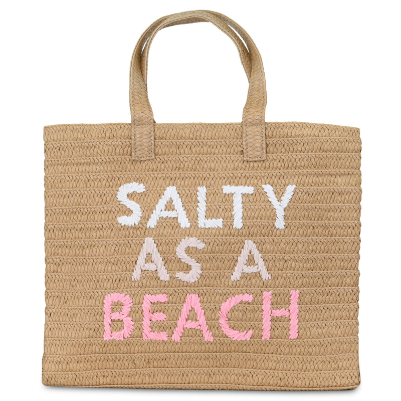 Salty As a Beach Tote Bag Sand Coral Rainbow