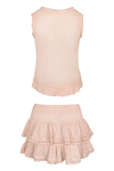 Cannes Embroidered Tank Top & Skort Washed Blush - ONE SIZE - Set