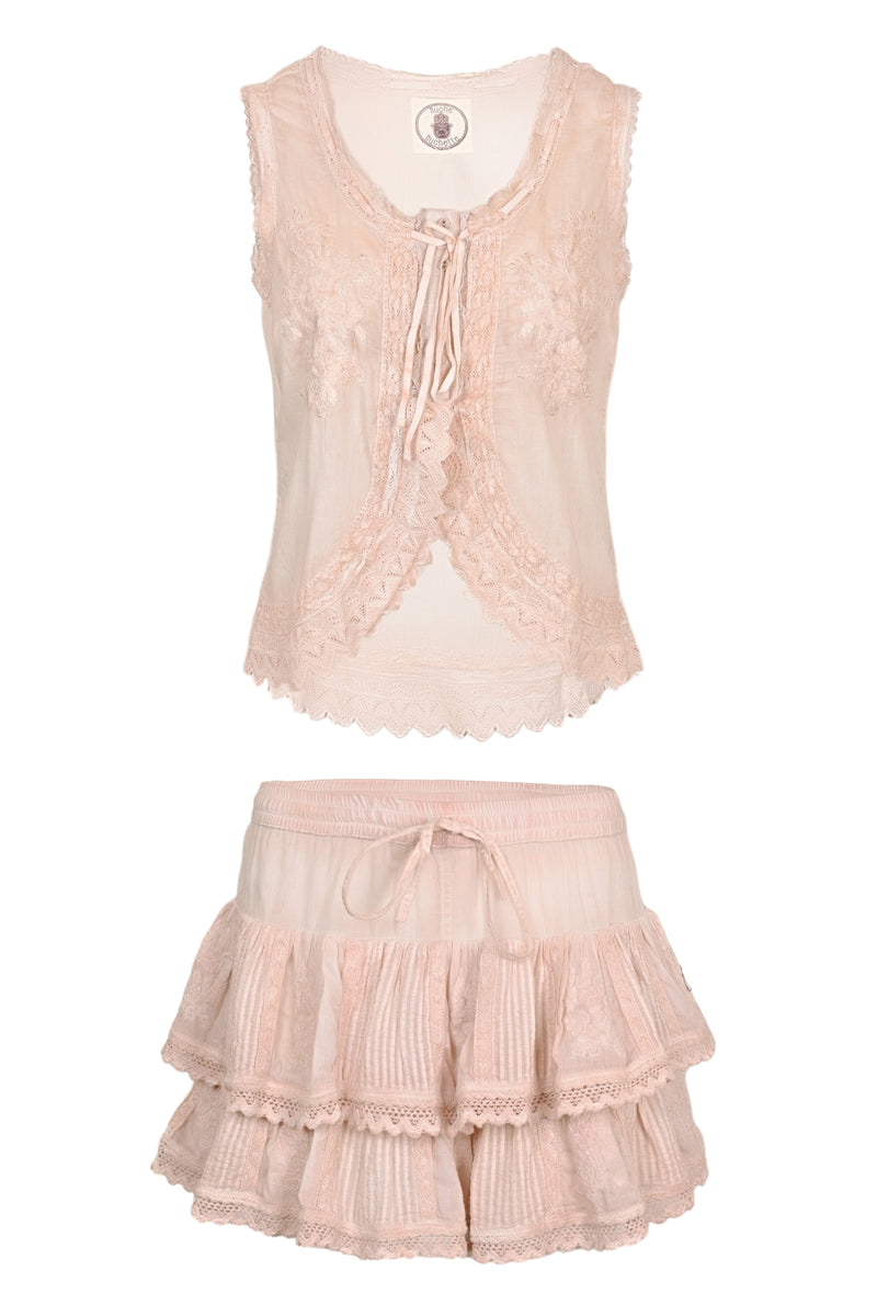 Cannes Embroidered Tank Top & Skort Washed Blush
