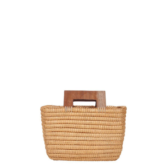 Load image into Gallery viewer, Manta Straw Hand Bag Cinnamon &amp;amp; Wood Handle
