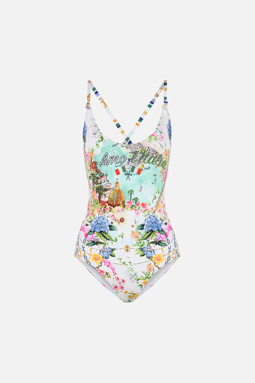 Load image into Gallery viewer, Scoop Neck One Piece With Buttons Amalfi Lullaby
