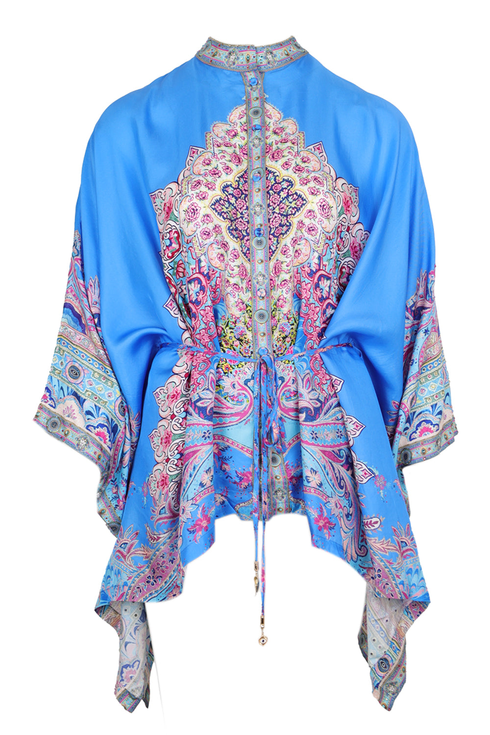 Load image into Gallery viewer, Button Through Scarf Blouse Footsteps in Folklore
