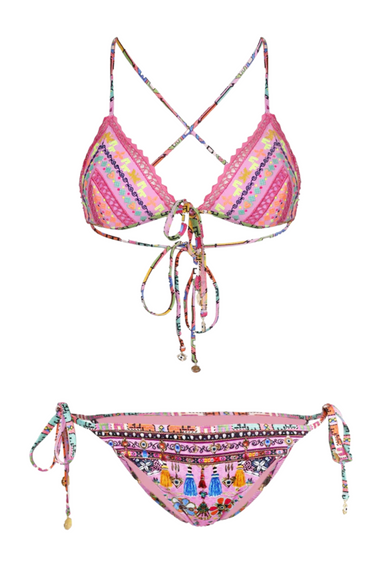 Embroidered Tri Bikini Patchwork Panorama