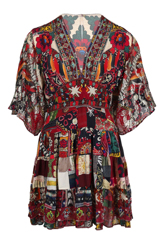 Tiered Skirt Mini Dress Patchwork Alchemy