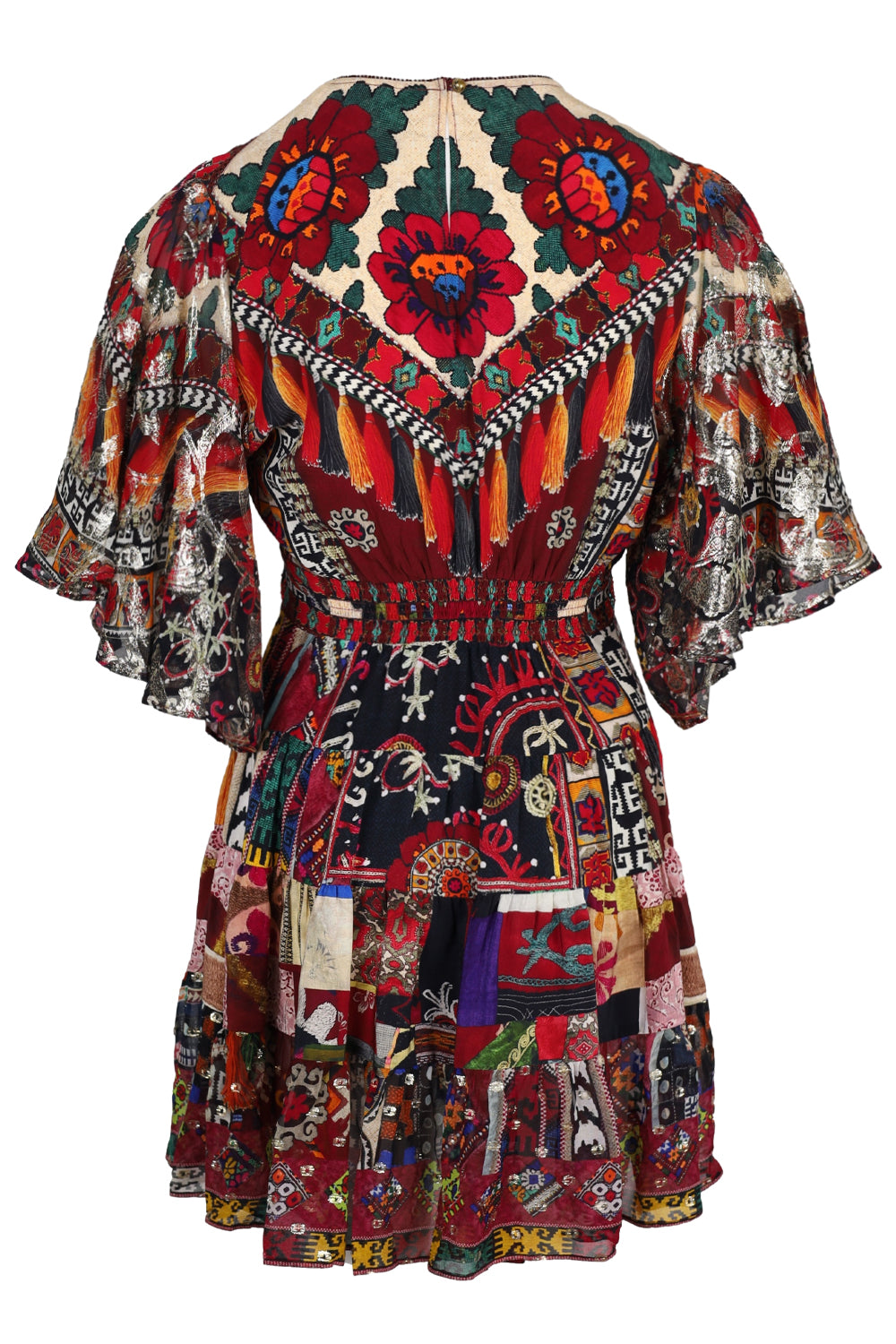Load image into Gallery viewer, Tiered Skirt Mini Dress Patchwork Alchemy
