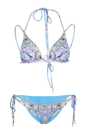 Multi Strap Tie Tri Bikini with Ring Trims Footsteps in Folklore