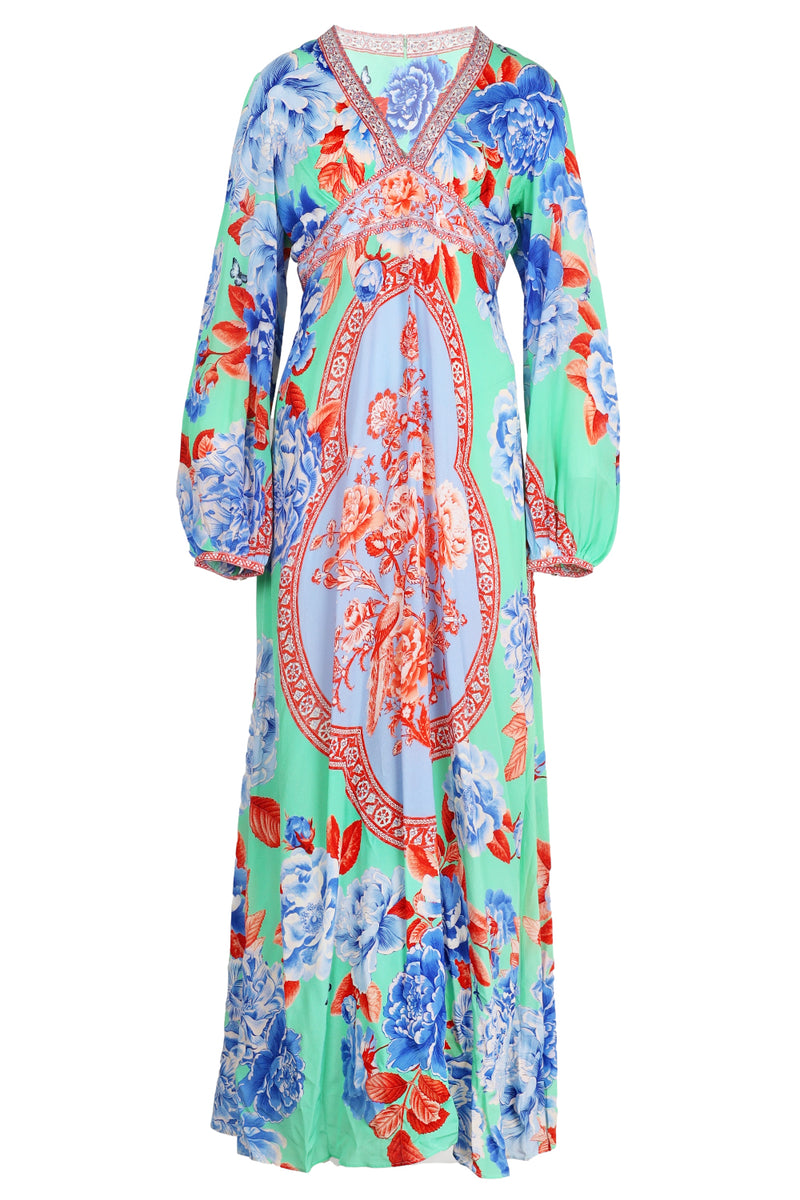 Printed Lantern Sleeve Dress Topkapi Pop