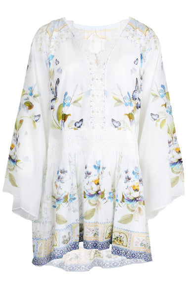 Relaxed Short Dress with Dropped Waist Botanical Ballads