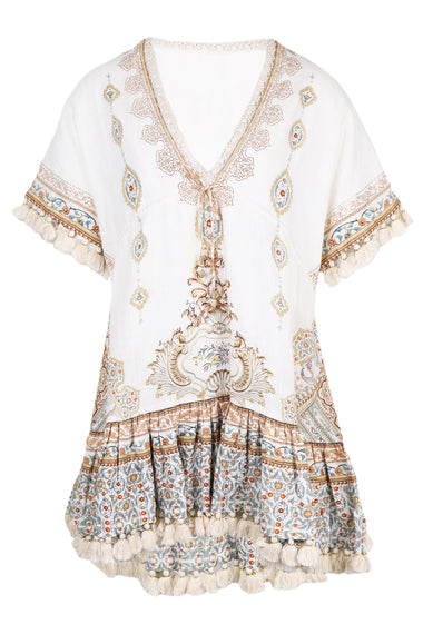 Short V Neck Embroidered Dress Ottoman Dynasty