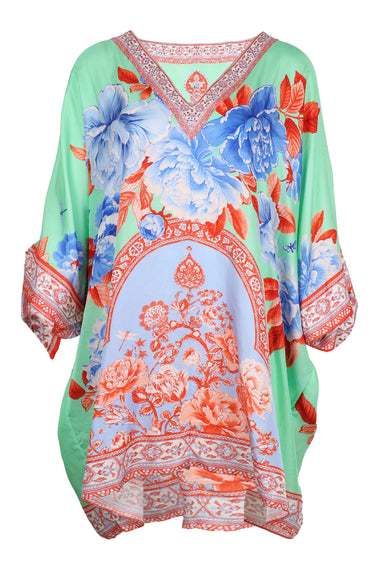 Tie Sleeve Short V Neck Kaftan Topkapi Pop