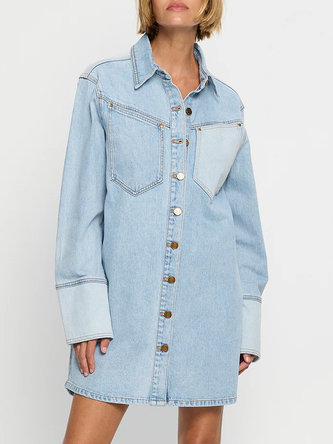Load image into Gallery viewer, Carla Denim Mini Dress - Dress
