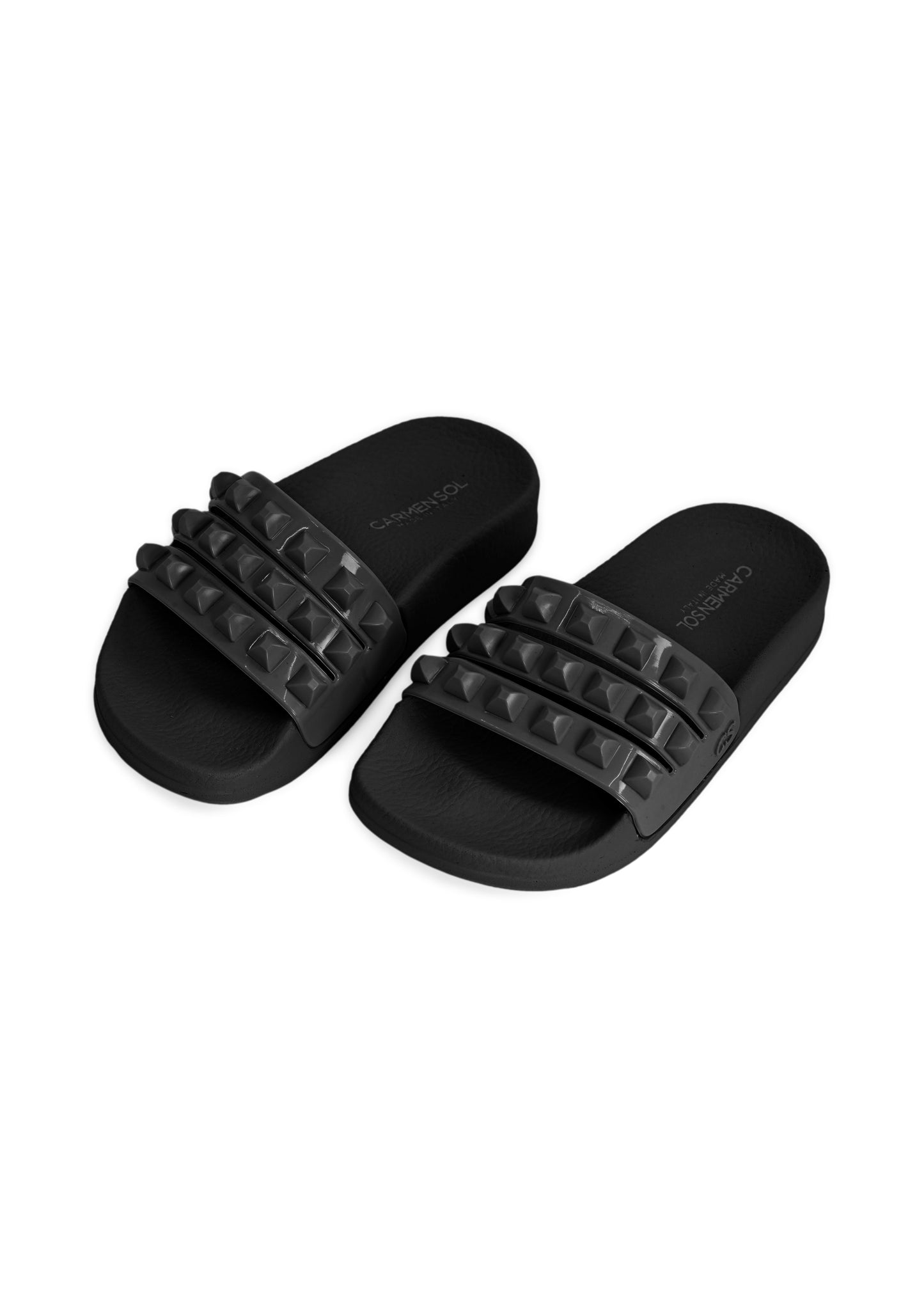 Load image into Gallery viewer, Mini Carmen Kids Slides Black/Black - Shoes
