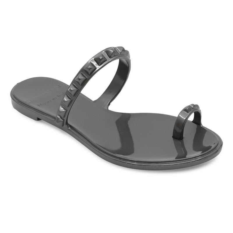 Maria Flat Sandal Gunmetal- Metallic Jelly