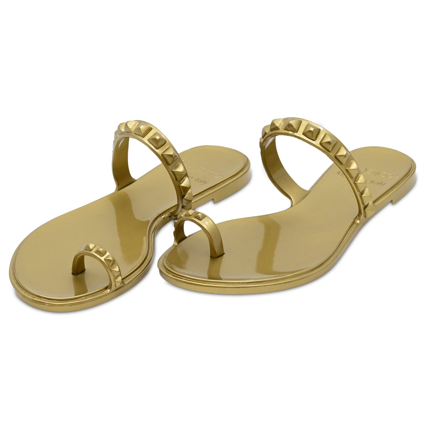 Load image into Gallery viewer, Maria Flat Sandal Gold- Metallic Jelly - Shoes
