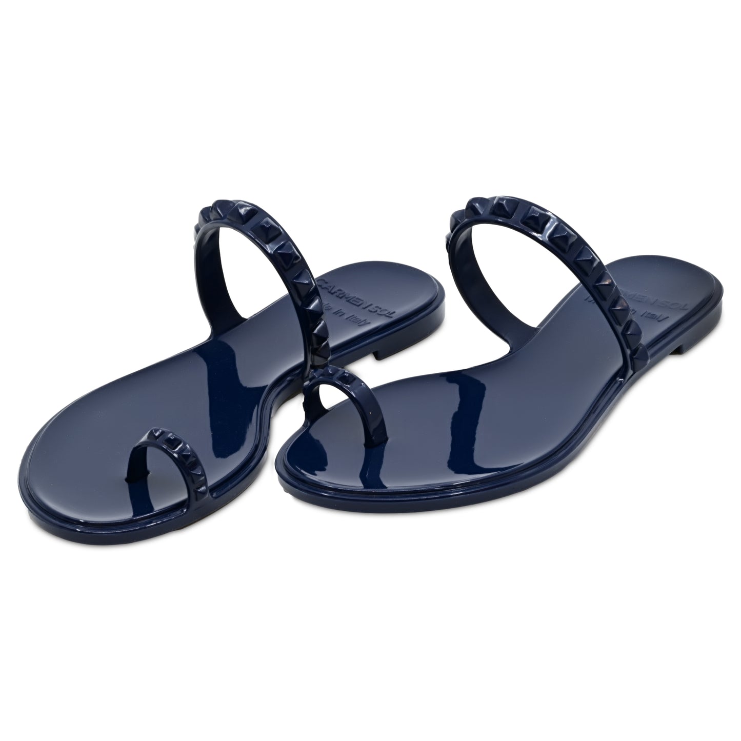 Load image into Gallery viewer, Maria Flat Sandal Navy Blue - Shoes
