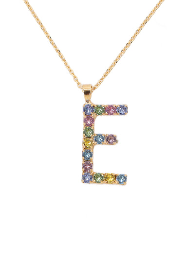Letter Necklace Rainbow E