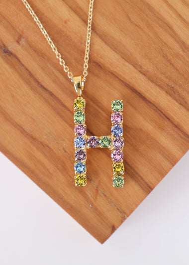 Letter Necklace Rainbow H