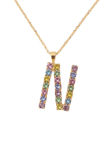 Letter Necklace Rainbow N