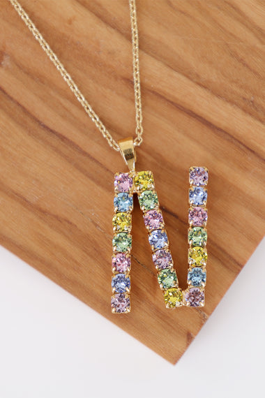 Letter Necklace Rainbow N