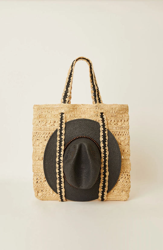 Chapeu Tote Bag Natural/Black - Beach Bag
