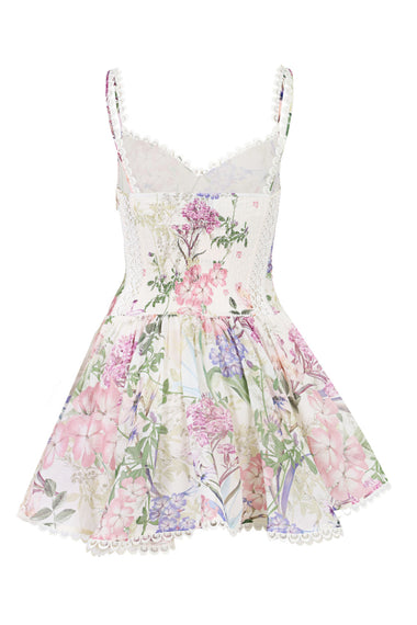 Cream Botanic Short Dress Gardenia