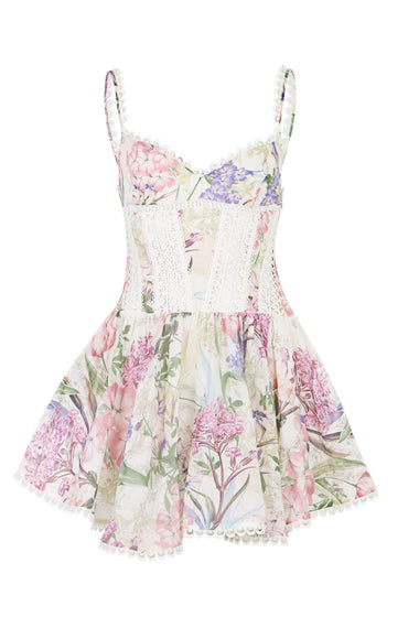 Cream Botanic Short Dress Gardenia