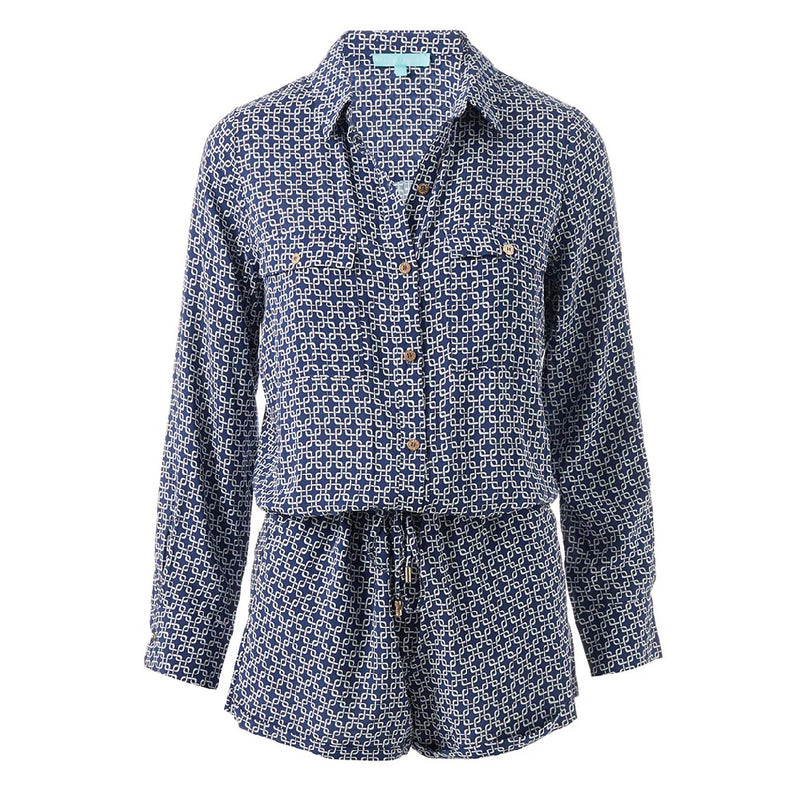Designer Summer Playsuit - Chloe Shirt Playsuit Links Navy