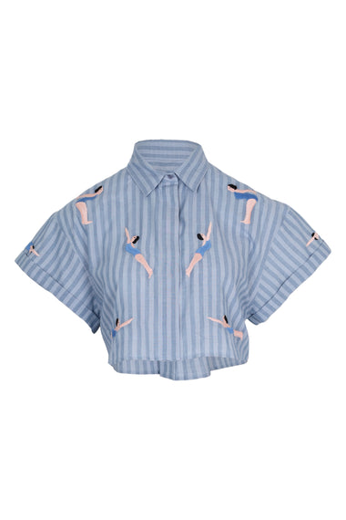 Blue Stripe Diver Set Linen