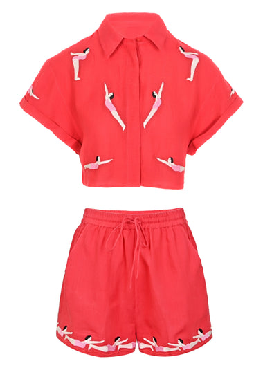 Red Diver Set Linen