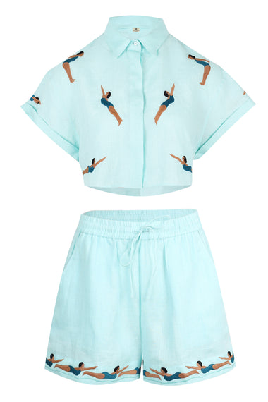 Turquoise Diver Set Linen
