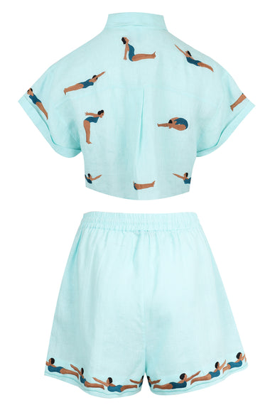Turquoise Diver Set Linen