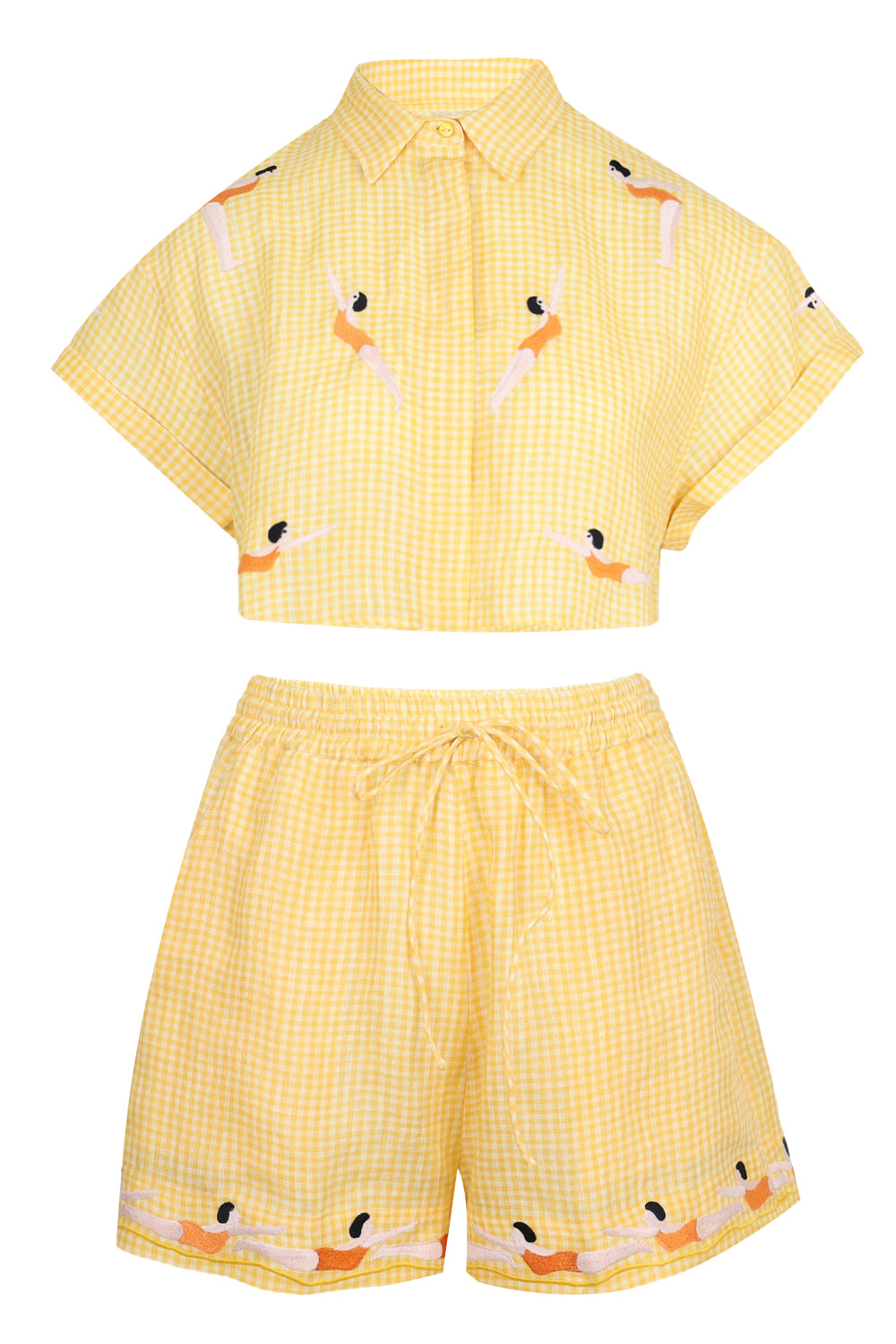 Load image into Gallery viewer, Yellow Gingham Diver Set Linen
