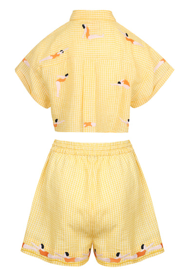Yellow Gingham Diver Set Linen