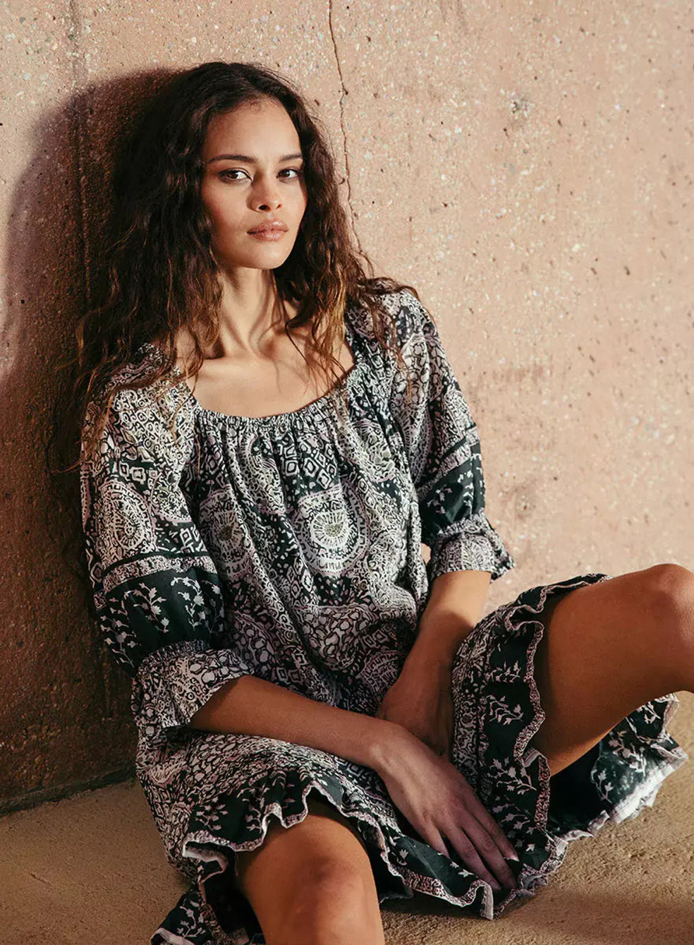 Load image into Gallery viewer, Anila Mini Dress Geo Print - Dress
