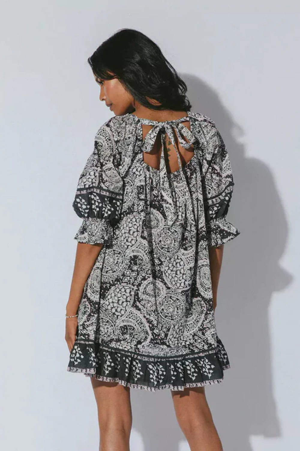 Load image into Gallery viewer, Anila Mini Dress Geo Print
