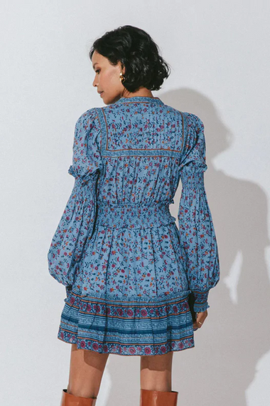 Delilah Mini Dress Lapis Block Print