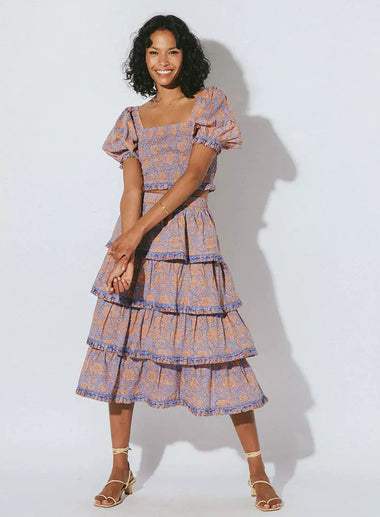 Lana Midi Skirt Vine Block Print - Skirt